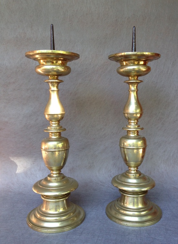 Assembled Pair of Brass Pricket Sticks, 18th/19th C sold at